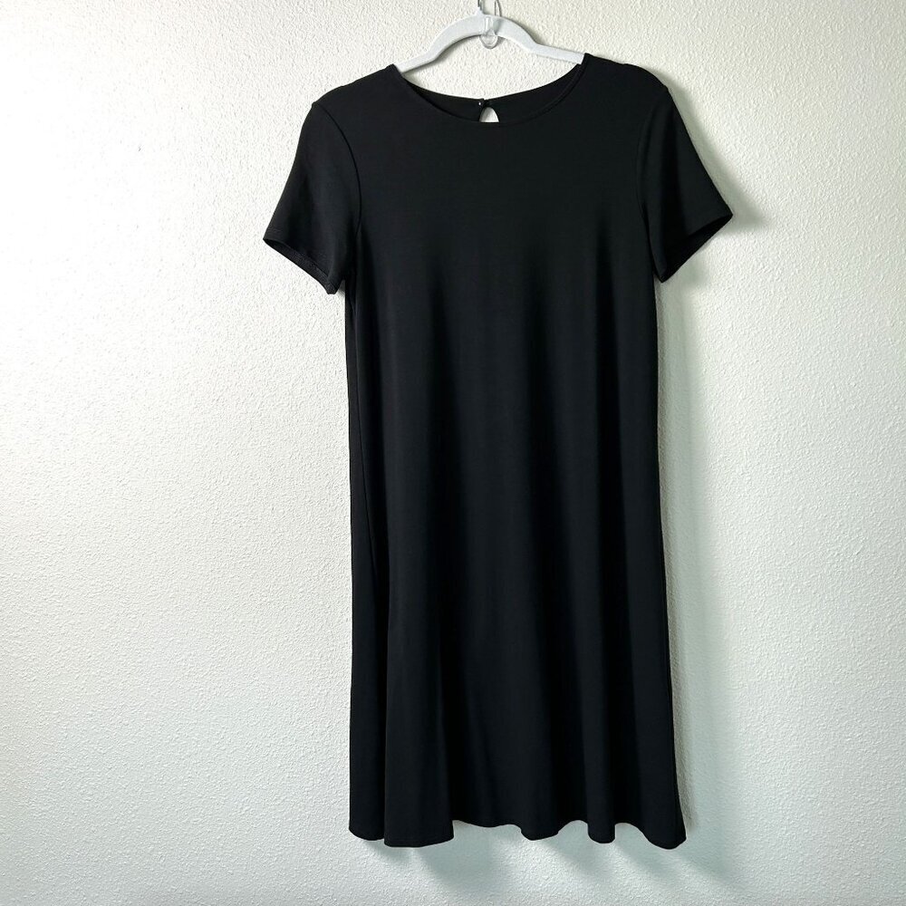 J Jill Wearever Collection T Shirt Dress Womens XS Black A Line Short Sleeve